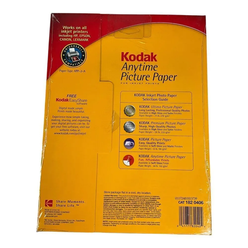 Kodak Anytime Picture Paper 20Sheets Each Twin Set Soft Gloss